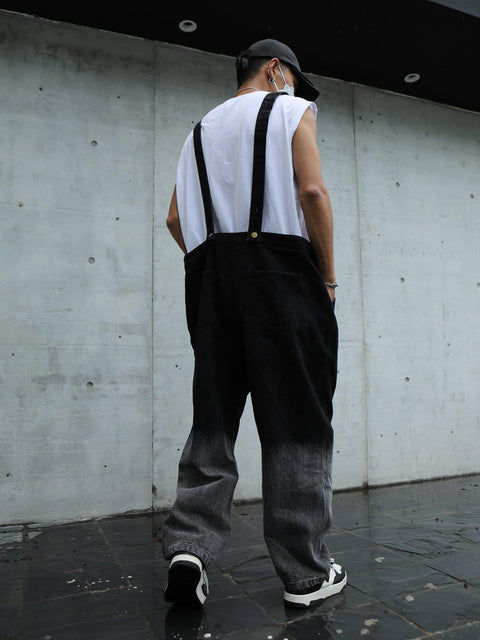 Washed Zip Up Overalls - Anagoc
