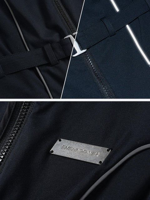 Reflective Strip Zip Up Vest - Anagoc