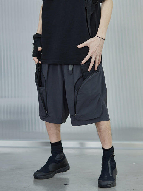 Curved Zip Pocket Cargo Shorts - Anagoc