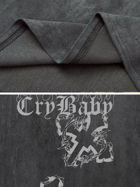 Flame Cross Graphic Tee - Anagoc