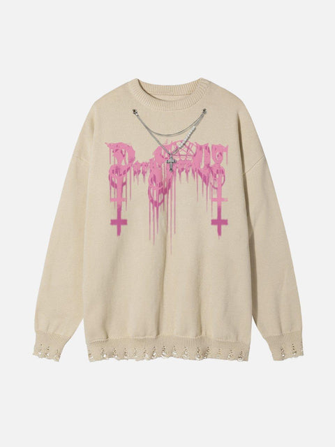3D Gothic Alphabet Sweater - Anagoc