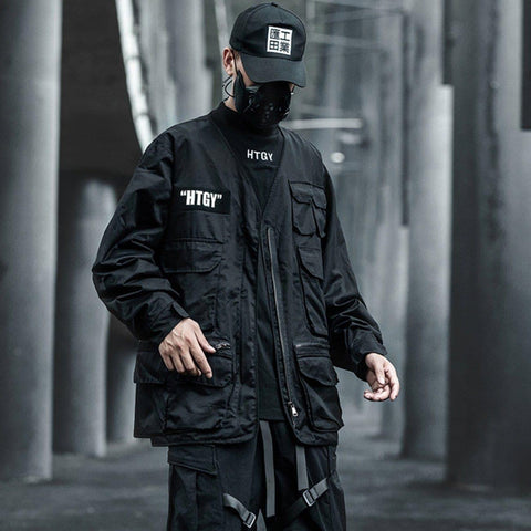 Dark Function Multi Pockets Cardigan Jacket - Anagoc