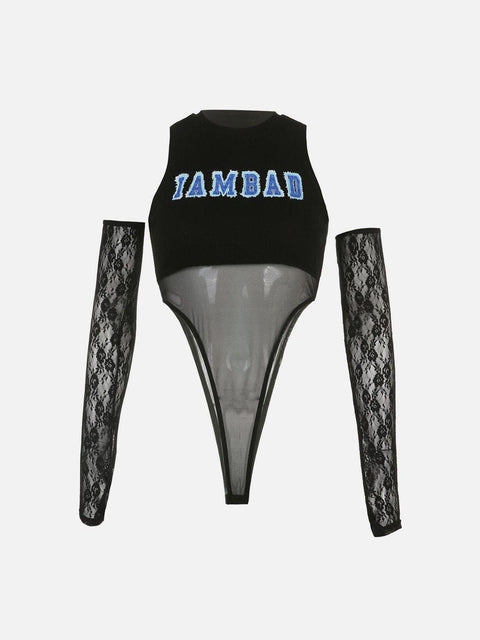 Mesh Patchwork Jumpsuit - Anagoc