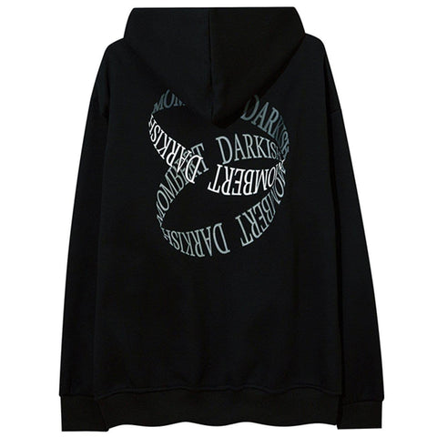 Circle Letters Print Fleece Zip Up Hoodie - Anagoc