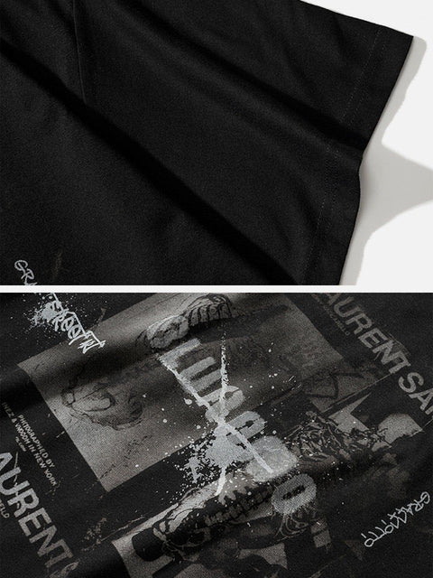 Paper Clip Skeleton Graphic Tee - Anagoc