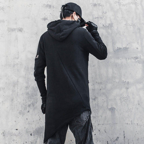 Dark Function Irregular Diagonal Zipper Hooded Jacket - Anagoc
