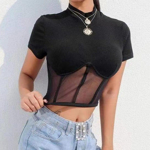 Translucent Short Sleeve T Shirt - Anagoc