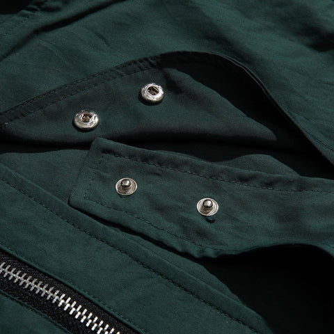 Multi Pockets Zip Up Short Sleeve Shirt - Anagoc