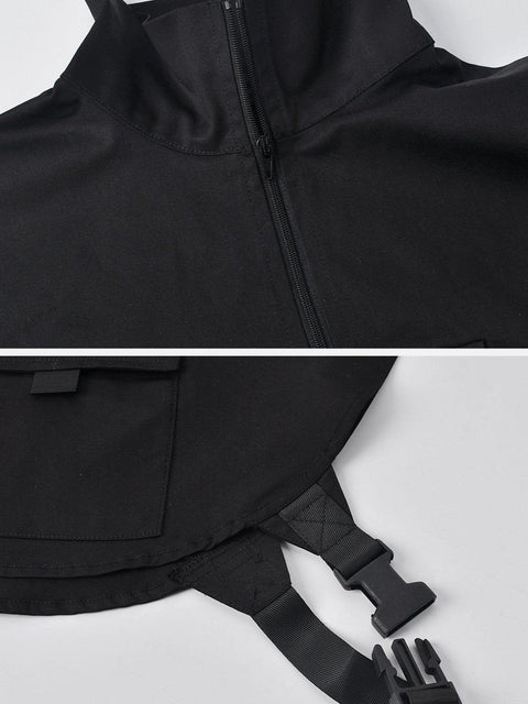Zipper Buckle Cargo Vest - Anagoc