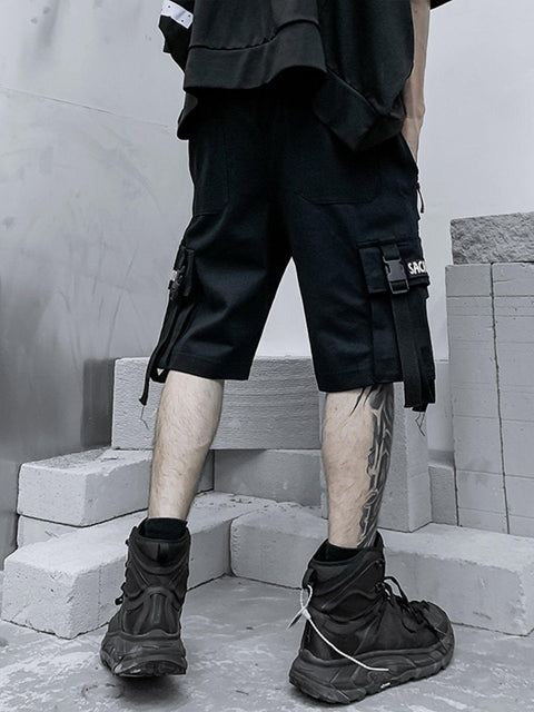 Letter Schoolbag Buckle Cargo Shorts - Anagoc