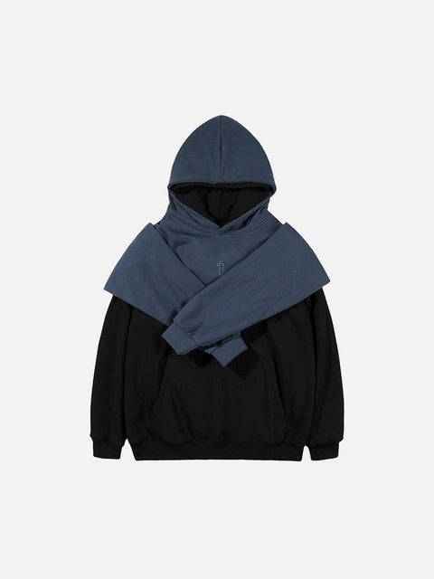 Patchwork Sleeve Fake Two Hoodie - Anagoc