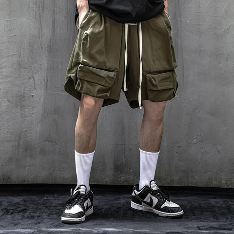 Three-dimensional Pleated Pockets Cargo Shorts - Anagoc