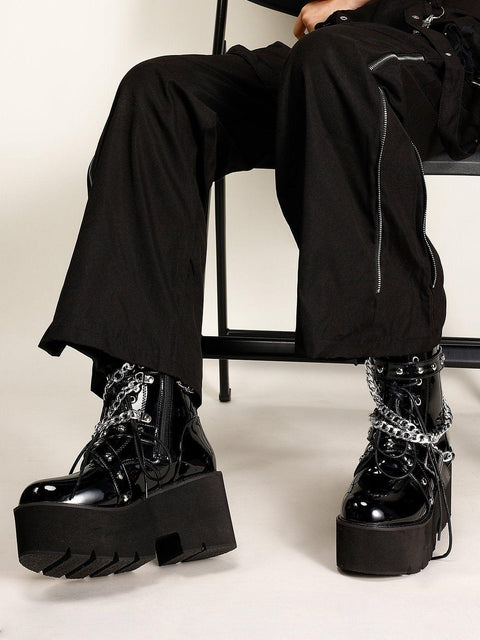Water Proof Belt Buckle Chain Martin Boots - Anagoc