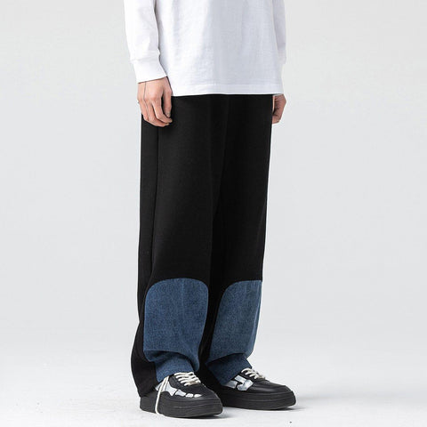 Denim Patchwork Pants - Anagoc