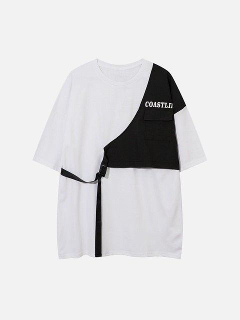 Fake Two Vest Patchwork Tee - Anagoc