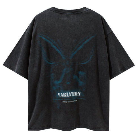 Butterfly Print Washed Tee - Anagoc