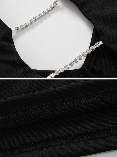 Solid Lace-Up Cutout Back Dress - Anagoc
