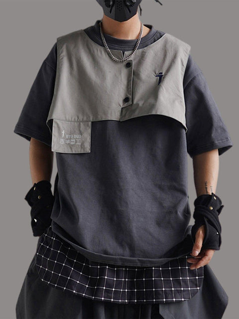 Detachable Vest Embroidery Tee - Anagoc