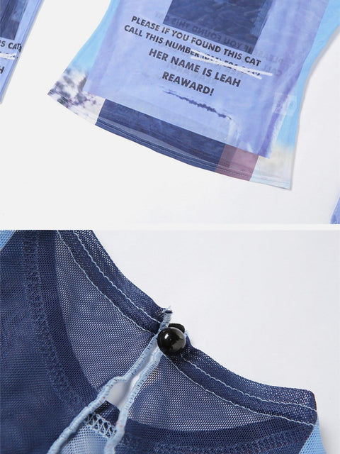 Future Transparent Print Cuff Shirt - Anagoc