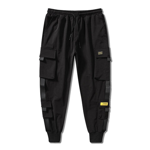 Multi Ribbon Pockets Cargo Pants - Anagoc