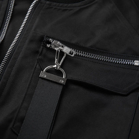 Function Fake Zipper Ribbon Jacket - Anagoc