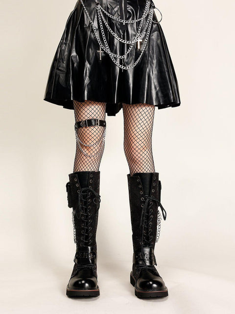 Rock Punk Chain Motorcycle Boots - Anagoc