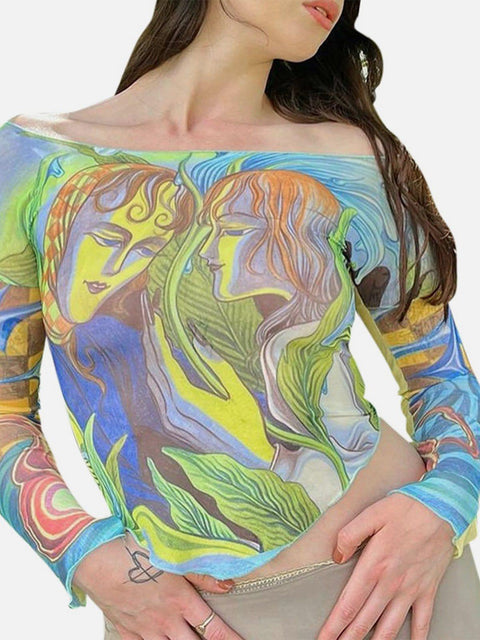 Cartoon Girl Print Long Sleeve T Shirts - Anagoc