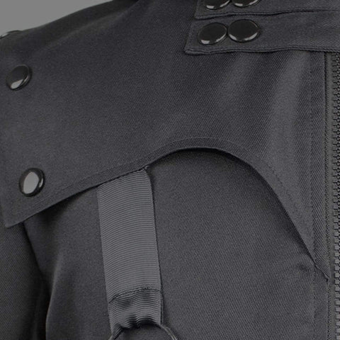 Dark Irregular Ribbons Long Jacket - Anagoc