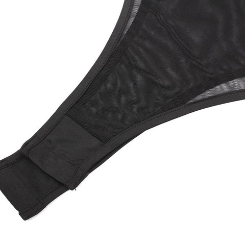 Sexy Perspective Zip Up Long Sleeve Jumpsuit - Anagoc