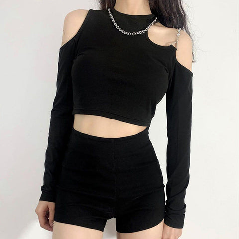 Sexy Off The Shoulder Long Sleeve T Shirt - Anagoc