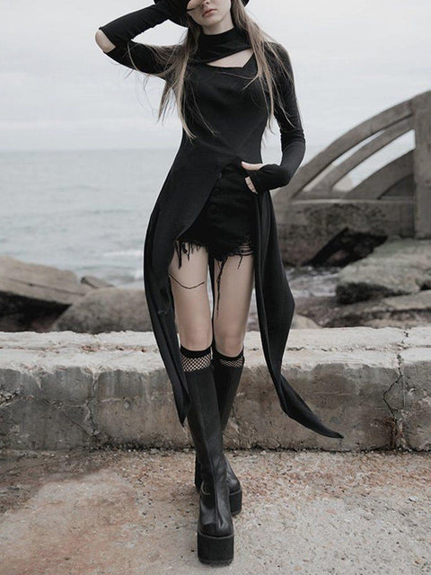 Cut Irregular Split Dress - Anagoc