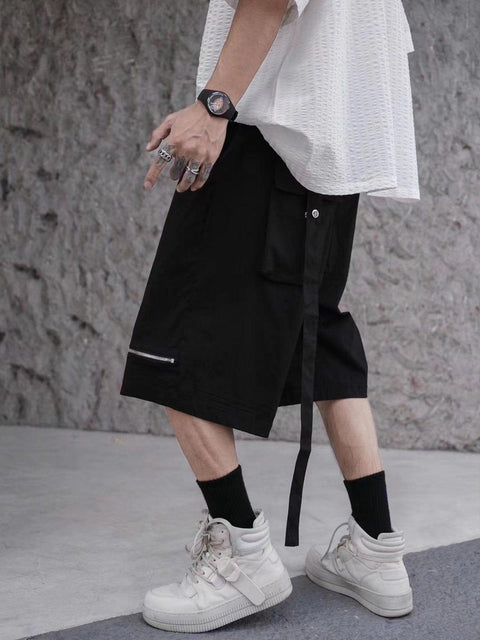 Zip Up Pant Leg Shorts - Anagoc