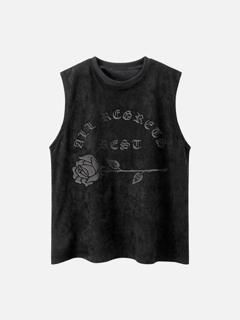 Gothic Alphabet Rose Suede Vest - Anagoc