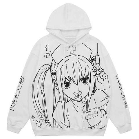 Anime Nurse Girl Print Hoodies - Anagoc