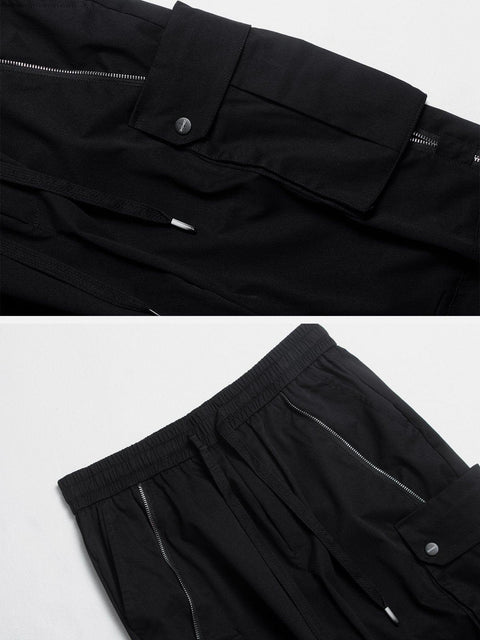 Big Pocket Long Zip Up Cargo Pants - Anagoc