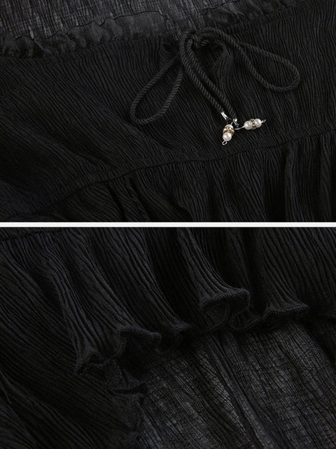 Irregular Splicing Tie Long Sleeve T Shirt - Anagoc