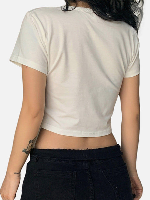 Butterfly Print Short Sleeve T Shirt - Anagoc