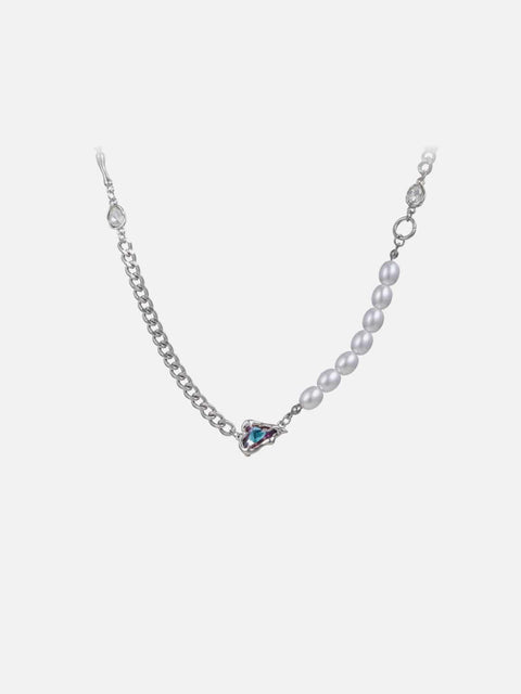 Purple Diamond Heart Pearl Necklace - Anagoc