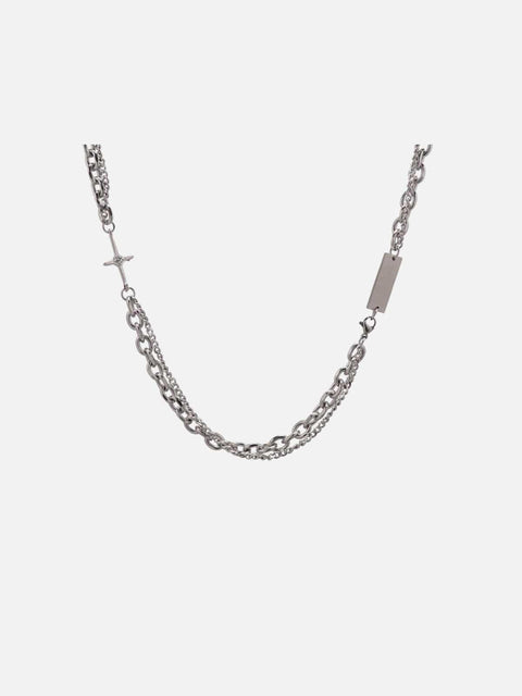 Punk Four-pointed Star Double-layered Necklace - Anagoc