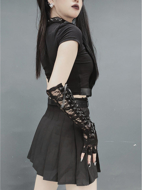 Gothic Alphabet Straps Short Sleeve Shirts - Anagoc