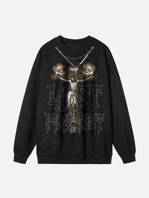 Cross Necklace Sweatshirt - Anagoc