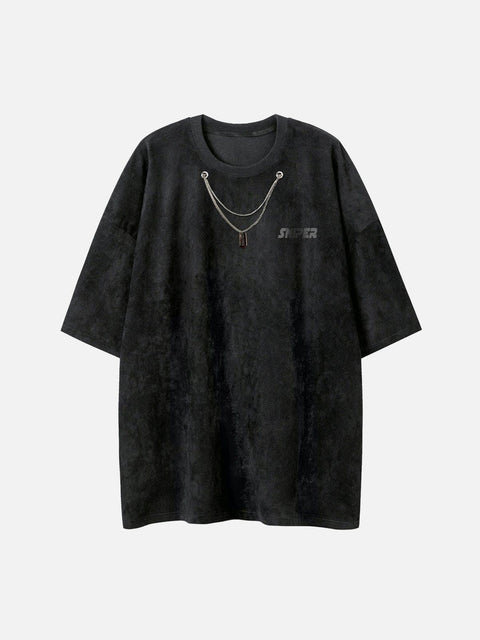 Skeleton Wings Chain Graphic Tee - Anagoc