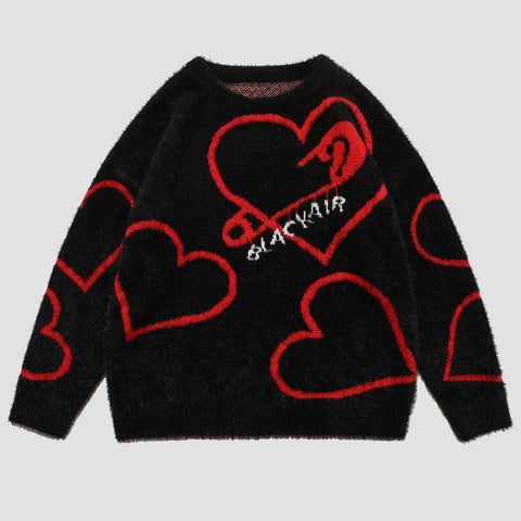 Love Pin Knitted Sweater - Anagoc