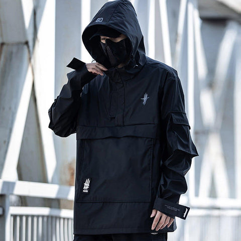 Half Zip Ninja Functional PU Hooded Jacket - Anagoc