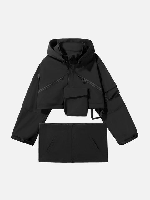 Detachable Patchwork Pocket Jacket - Anagoc