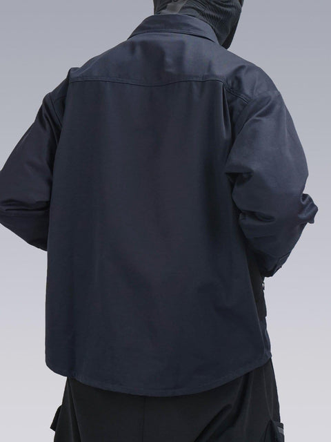 Patchwork Big Pockets Long Sleeve Shirt - Anagoc