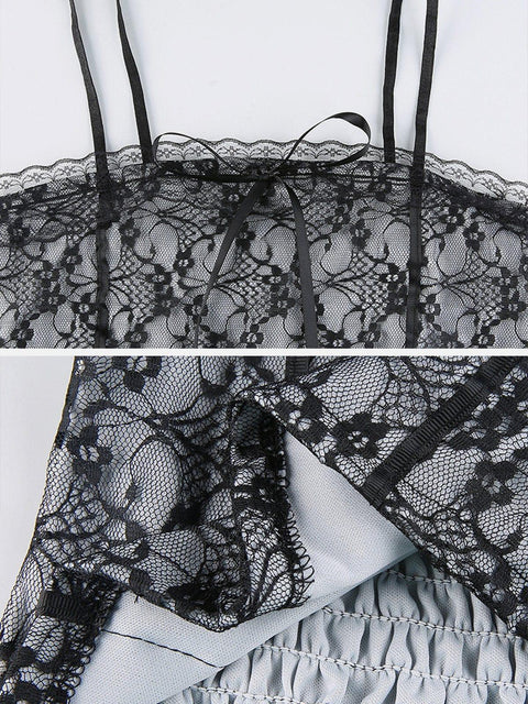 Sexy Lace Bow Tie Vest - Anagoc