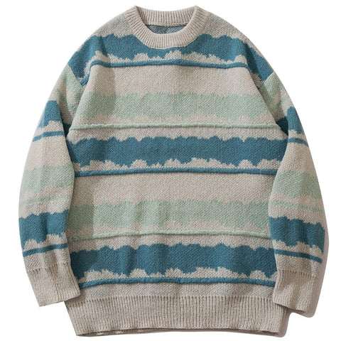 Small Daisy Pattern Knitted Sweater - Anagoc