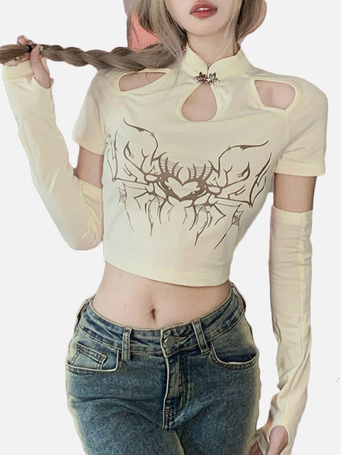 Spider Heart Hollow Long Sleeve T Shirts - Anagoc