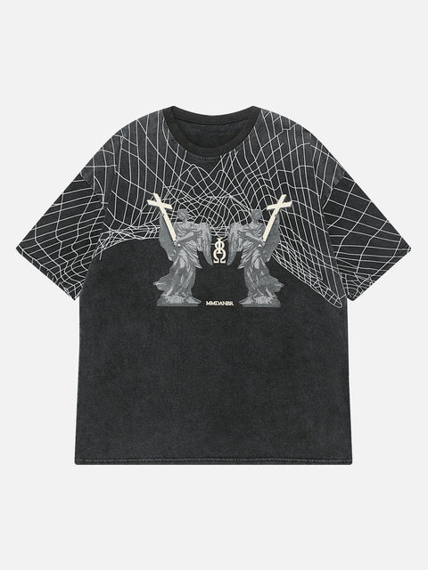 Washed Angel Graphic Tee - Anagoc